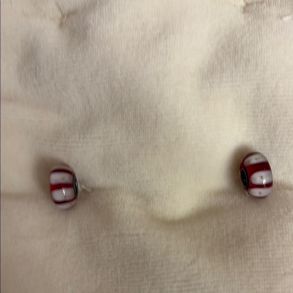 Red and White Striped Glass Beads
